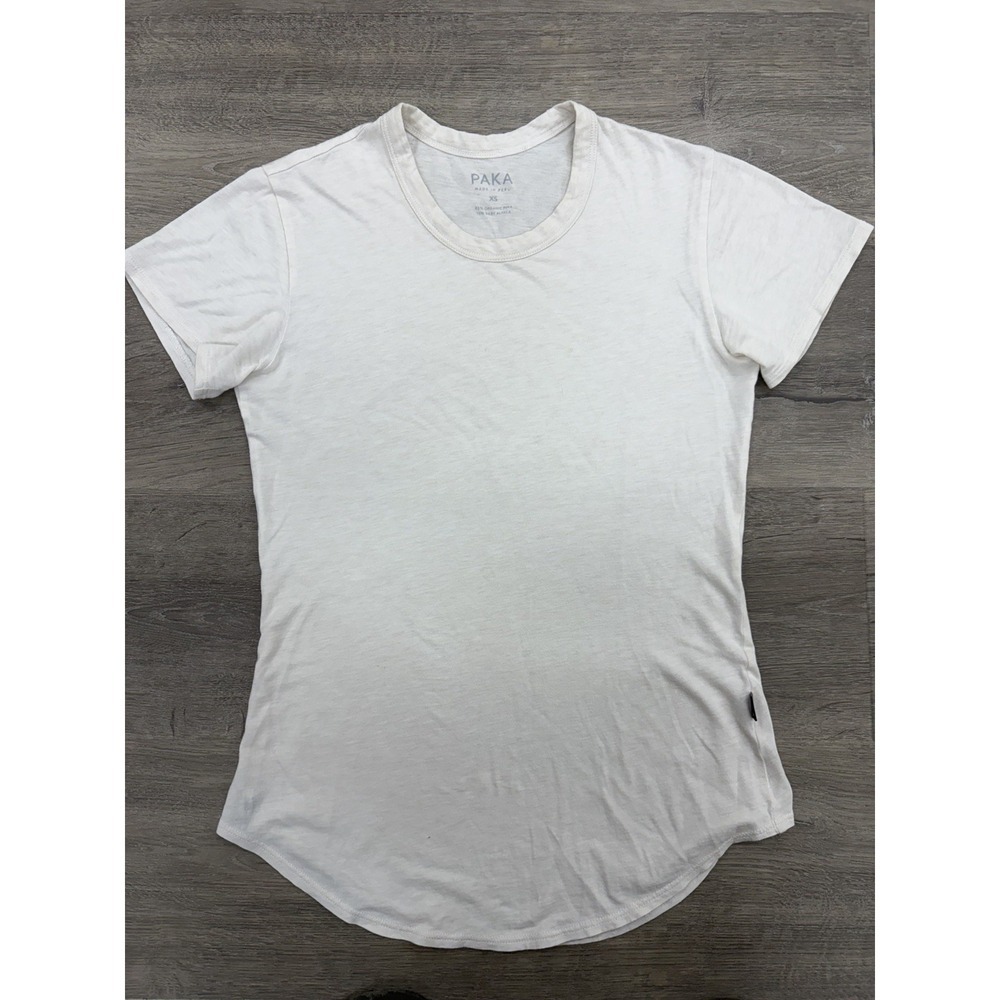 PAKA Essential Alpaca Organic Cotton Crew Neck T Shirt White Women's XS FLAW